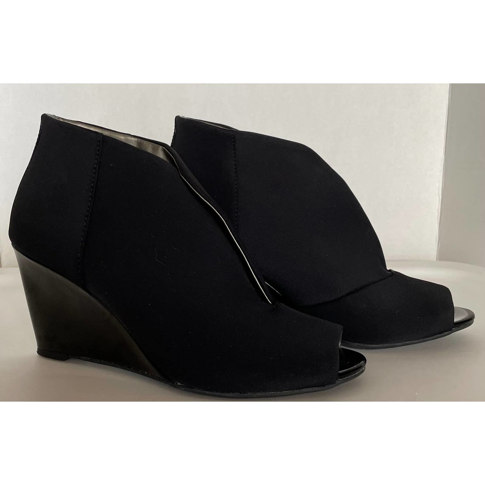 New Bandalino Peep Toe Wedge Boot, Black Size 7.5 Medium
